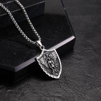 Vnox Archangel Saint Michael Shield Pendant Necklace Stainless Steel Vintage Protection Amulet Chain Jewelry Gifts for Men Women 45cm