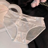 Ladies Sexy Pure Sweet Lace Satin Bow Mesh Ice Silk Triangle Panties M