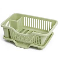 Kitchen Drain Rack Dishwasher Plastic Storage Box Water Filtering Dish Plate Bowl Holder Countertop Utensil Organizer žalia