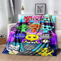 Customizable Soft and Comfortable 3D Printing S-Sprunki Pattern Blanket Bedroom Soft Sofa Decoration Casual Flannel Shawl Blanke 75x90cm