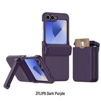 CAXITON Samsung Z Flip 6 Hinge Wallet Case tamsiai violetine spalva
