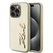 Karl Lagerfeld Wrinkled Metal Signature Case for iPhone 15 Pro Max Gold