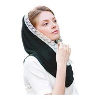 Lace Edge Scarf Hooded Headscarf Lightweight Breathable Gauze Fabric Sun Protection Turban Hat with Embroidery Commuting Head Wrap Soft Shawl