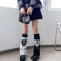 Gothic Cross Knitted Socks Star Pattern Thigh High Socks Female Fashion Boot Cuffs  Harajuku Style Style 1