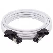 Synergy21 Patch Cable RJ45, CAT6A 500MHz, 2m, White, S/FTP, Slimline Round d=4.5mm, TPE/LSZH (Superflex), AWG28, with CAT7 Raw Connector, Rotatable Connector