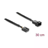 Delock Fan Extension Cable PWM Male to Female 4 Pin with Braided Sleeving 30 cm Black