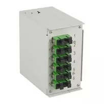 EFB BHS70228.12 DIN bėgio skirstymo dėžutė OS2 G652D 12xSC/APC pigtail offset 6x SC/APC duplex adapteris