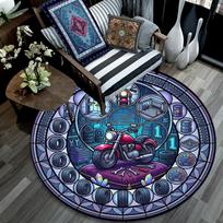 Motorcycle Maintenance Mandala Round Area Rug Under Office Chairs Bedroom Living Room Home Decor 80cm x 80cm