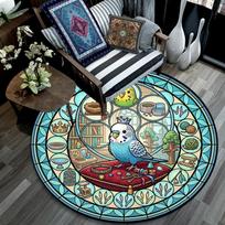 Royal Bird Kingdom Round Area Rug Under Office Chairs Bedroom Living Room Home Decor 80cm x 80cm