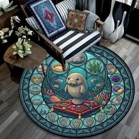 Underwater Adventure Round Area Rug Under Office Chairs Bedroom Living Room Home Decor 80cm x 80cm