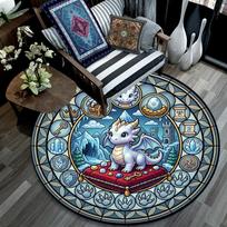 Dragons Treasures Window Round Area Rug Under Office Chairs Bedroom Living Room Home Decor 80cm x 80cm