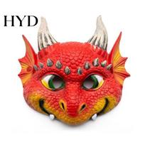Detailed Baby Dragon Mask 3D Cute Full Face Mask, Halloween Party Lightweight Breathable Costume Accessory Role Play with Realistic Scales And raudona