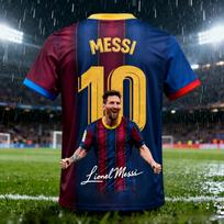 Messi No. 10 AI-designed men's football jersey, summer adult T-shirt, outdoor everyday sportswear, quick-drying and breathable top. XXS balta