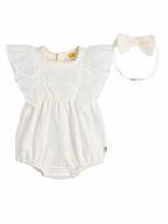 Lovely Hiya Dot Baby Bodysuit and Hairband Matching Set 70 balta