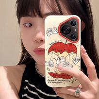 Premium Minimalist Phone Case Pura 70 P60 Pro With Lanyard Detachable Ring Stand Cute Cat Carousel Design Huawei Pura 70