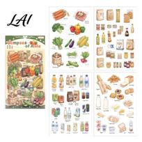 Easy Peel-off Stickers 4 Sheets Scrapbook Stickers Camping/Baking/Vacation Theme Planner for Sticker Set Journaling Journal DIY Decoration, I