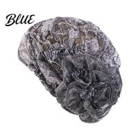 Lightweight Turban Hat Lace Hollow Design Headwrap with 3D Flower Decoration Hat High Elastic Fit Summer Cap for Retro Style Headwear