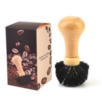 Dense Bristles Espresso Brush Wooden Handle Barista Cleaning Tool  Portafilter Basket 51~54mm