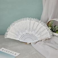 Elegant Lace Fan White Wedding Hand Fan Retro Handheld Fan  for Women Butterfly