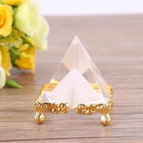 Egyptian Crystal Pyramid Ornament Gold Stand Feng Shui Crafts  Office Decor