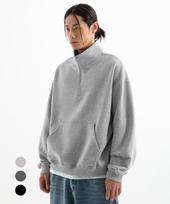 Union Studio Oversized Cut-Line Sweatshirt Half-Zip ( 3 Colors ) Black/L