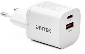 UNITEK 33W USB-A USB-C sieninis įkroviklis baltas