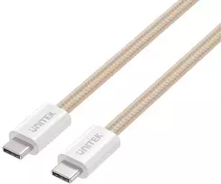 UNITEK Magnetically Coiled Braided USB-C to USB-C Cable 100W PD 1m Beige