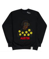 Graver [Unisex] Austin Smile Red Font Sweatshirt_Black Black/L