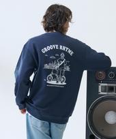 Groove Lime 3-Ply Terry Mini Bicycle Graphic Oversized Sweatshirt (Hrtsctm103M) Navy/M/Free