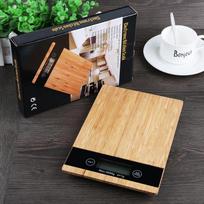 Multifunction Digital Food Kitchen Scale Bamboo Panel Electronic Weighing Digital Kitchen Scale (Brown,1g&5 kg&23*16  CM) ruda