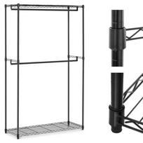 Wire clothes rack for wardrobe changing room 2 shelves 2 hangers 120 x 45 x 180 cm up to 200 kg
