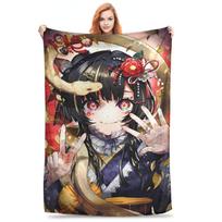 Anime Genshin Impact Hu Tao Game Flannel Blanket Winter Warm Throw Blanket for Girls Boys Bedroom Bedspread Sofa Bed Cover Size: 75*100cm, Weight: 230 GSM