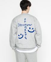 Graver [Unisex] Cross Smile Drawing Sweatshirt_Gray Grey_Blue Print/L