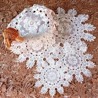 White Round Crochet Table Decoration Lace Embroidery Flower Pad Placemat Doily Coaster 15cm-7