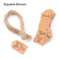 Labels Wedding Supplies Handcraft Kraft Paper Tags Hang Tag Merry Christmas Thank You Labels Square-Brown