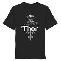 Thor Viking Men T Shirt Norse God of Thunder Exclusive Design Cotton Tops S juoda