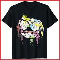 Colorful Pitbull American Terrier Dog Lover Owner Black Cotton T-Shirt S-5XL M