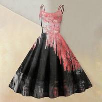 Women's Casual Off-Shoulder Sleeveless Dress with Print for Parties and Costumes L