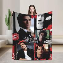 The Vampire Diaries Damon salvatore Bedding Throws Flannel Bedspread For Bedroom Funny Sofa Bed Cover Size: 75*100cm, Weight: 230 GSM