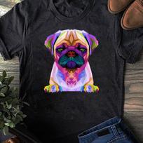 Colorful Pop Art Pug Shirt - Dog Lover Gift XL