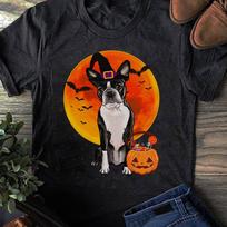 Boston Terrier Halloween T-Shirt: Dog Jack O Lantern Design 2XL