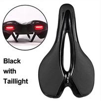 MTB Road Bike Saddle Bicycle Seat With Warning Taillight Shock Absorption Usb Charging Multiple Lighting Modes Cycling Equipment Polyester juoda