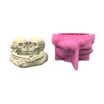 Skull Rose Succulents Pots Resin Epoxy Mold Halloween Vase Mold Table Ornament 1