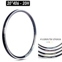 1Pc/2Pcs Folding Bike Rims 406/451 Double Wall Aluminum Alloy Rim Schrader Valve 20H 24H 28H 32H 36H V Brake Rims Black Silver 1Pc 406 20Hole