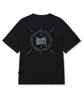 Brown Bless Stamp Mesh Tag Tee - Black Black/L