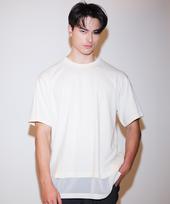 Pinned Look Sheers Contrast R-Neck Top(Cream) L