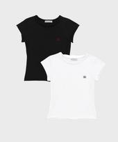 Kainjeu Mini Embroidered Logo Raw Short Sleeve T-Shirt_2 Colors Black/Free/Free