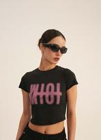 Mtot Raw-Hem Cropped T-Shirt(Black)