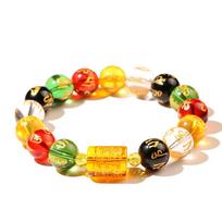 Buddhism Feng Shui Bracelet Colorful God of Wealth Beaded Bracelet Luck Wealth Bracelet  Men 12mm