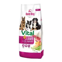 GDD Gold Dog Premium Vital Ėriena su Ryžiais Sausas Šunų Ėdalas 12kg
